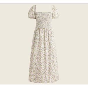 EUC J. CREW Women's Floral Short Sleeve Front Slit Smocked Meadow Dress S